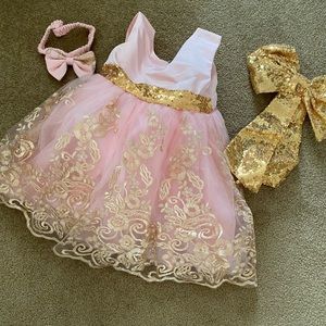 Princess style dress 9-12 months 3 piece set